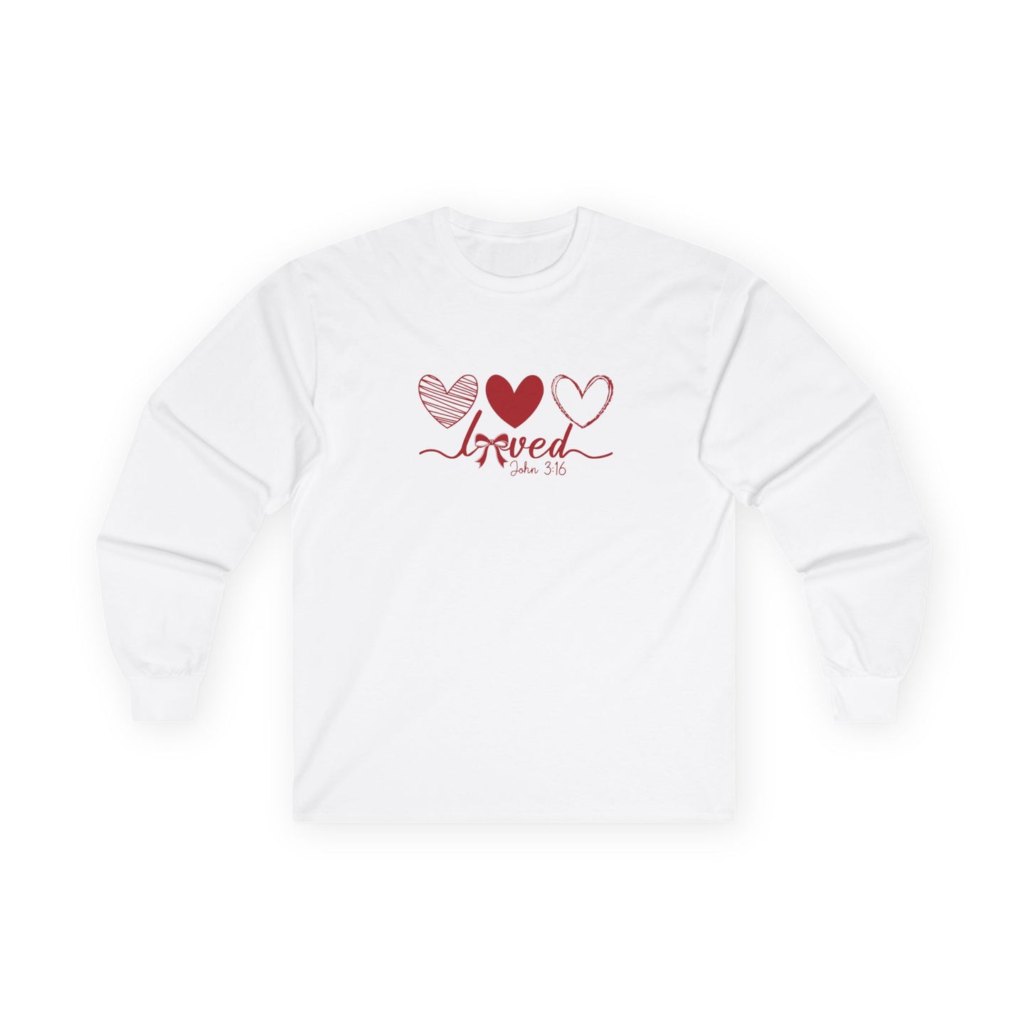 Christian Long Sleeve Shirt – Loved John 3:16 Valentine’s Faith Apparel