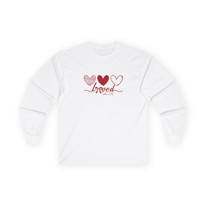 Christian Long Sleeve Shirt – Loved John 3:16 Valentine’s Faith Apparel