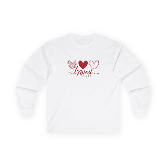 Christian Long Sleeve Shirt – Loved John 3:16 Valentine’s Faith Apparel