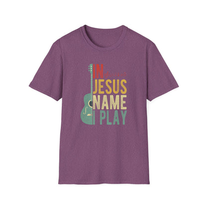 Christian T-Shirt  In Jesus Name I Play | Guitar Worship Tee