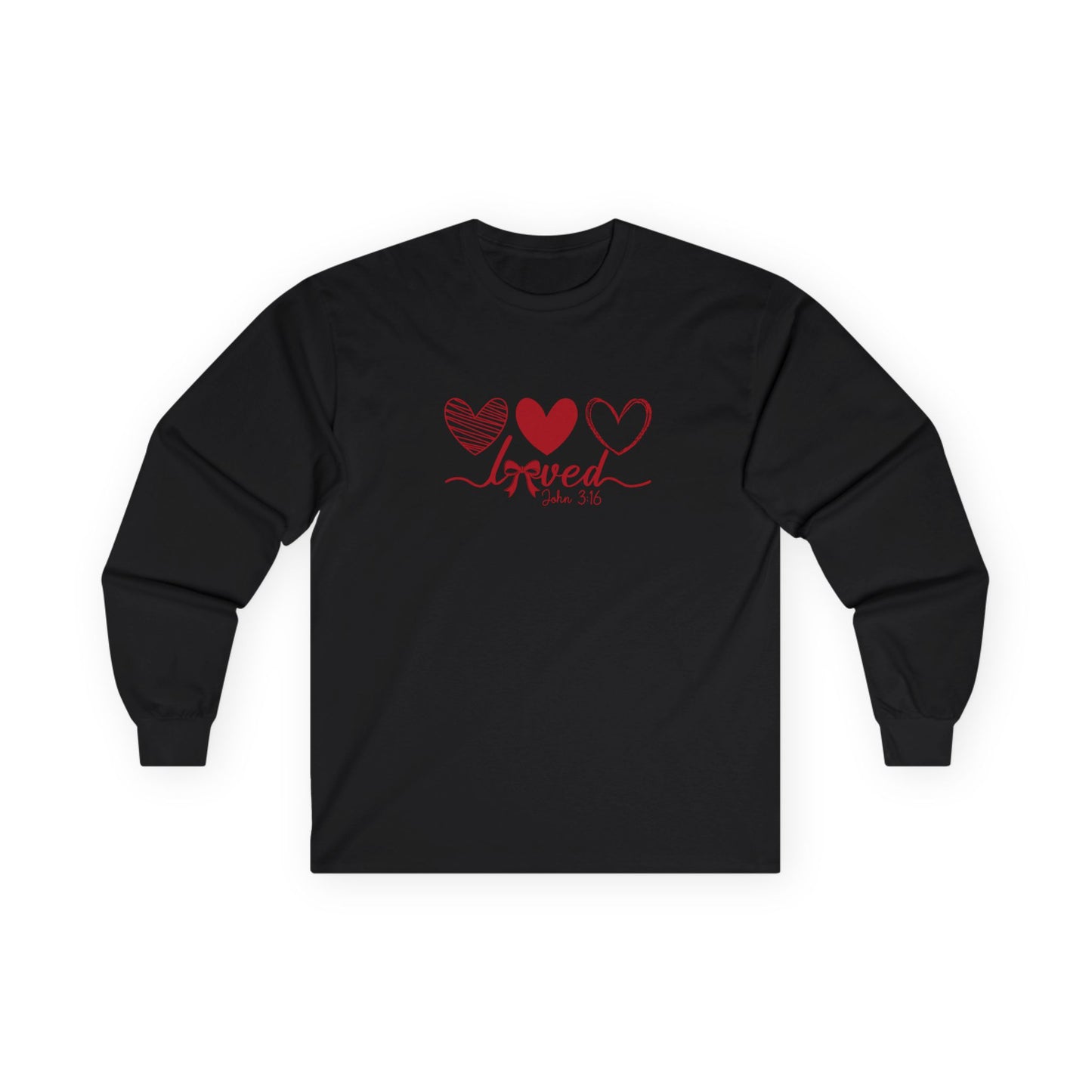 Christian Long Sleeve Shirt – Loved John 3:16 Valentine’s Faith Apparel