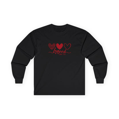 Christian Long Sleeve Shirt – Loved John 3:16 Valentine’s Faith Apparel