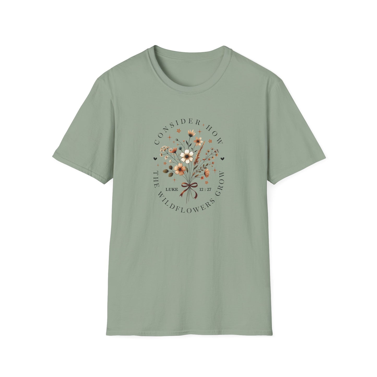 Consider the Wildflowers Christian T-Shirt, Matthew 6:28 Tee