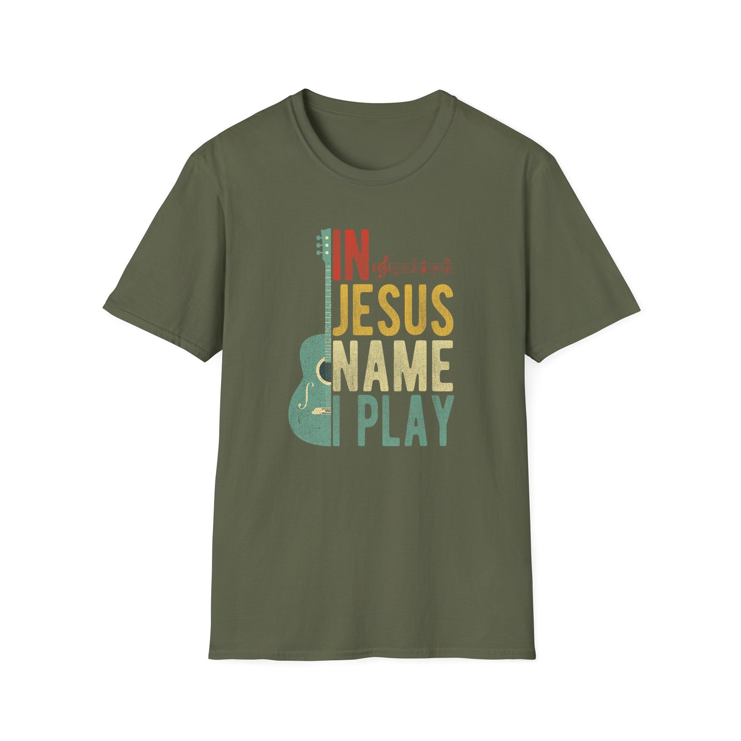 Christian T-Shirt  In Jesus Name I Play | Guitar Worship Tee