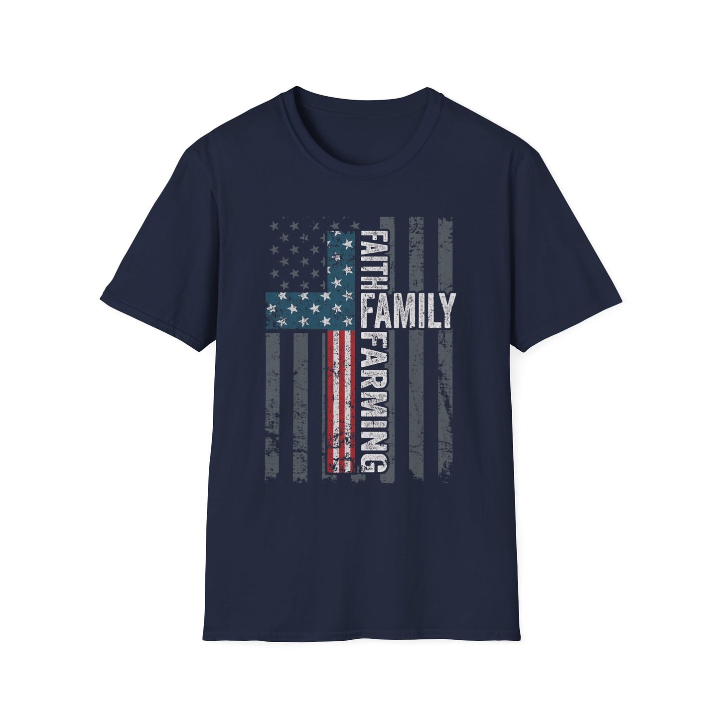 Christian Farming T-Shirt | Faith Family Farming Patriotic Farm Life Tee
