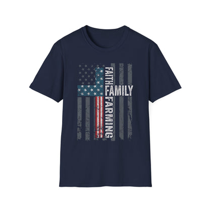 Christian Farming T-Shirt | Faith Family Farming Patriotic Farm Life Tee