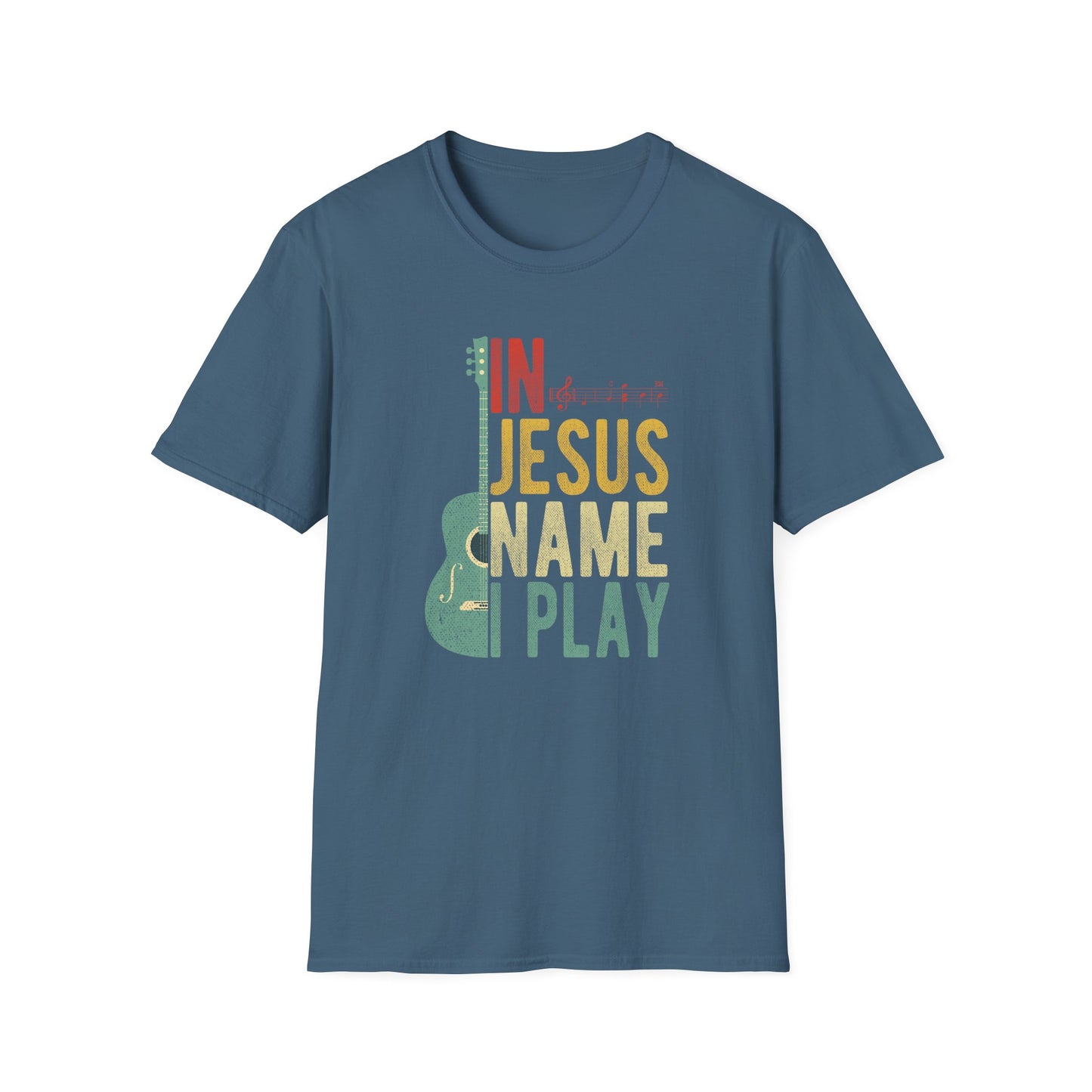 Christian T-Shirt  In Jesus Name I Play | Guitar Worship Tee