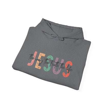 Jesus The Way Truth and Life sweatshirt featuring John 14:6 dark grey folded