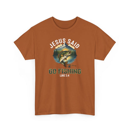 Jesus Said Go Fishing Christian T-Shirt, Matthew 4:19 Tee
