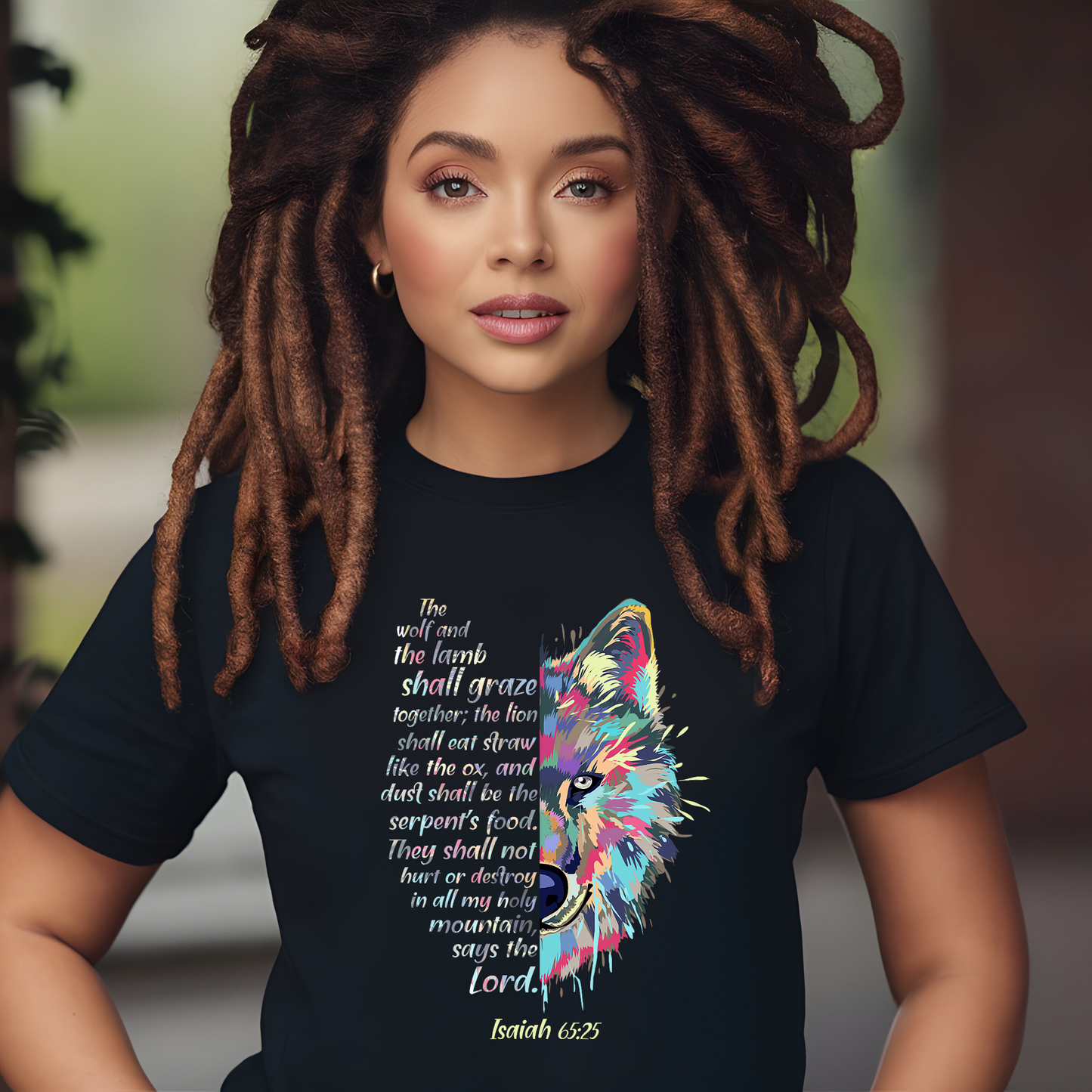 Isaiah 65:25 Wolf Christian T-Shirt, Prophetic Faith Tee