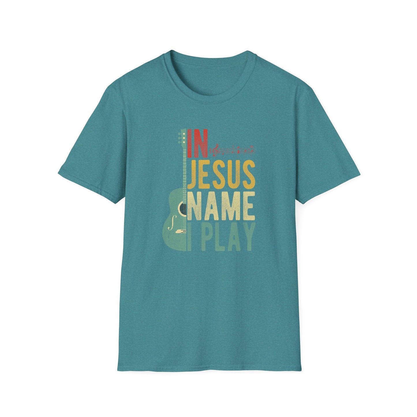Christian T-Shirt  In Jesus Name I Play | Guitar Worship Tee