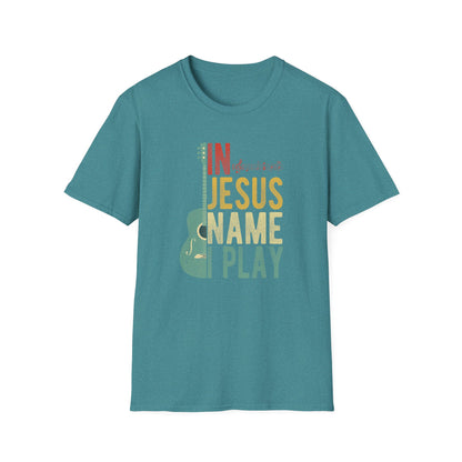 Christian T-Shirt  In Jesus Name I Play | Guitar Worship Tee
