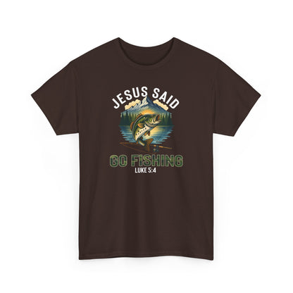 Jesus Said Go Fishing Christian T-Shirt, Matthew 4:19 Tee