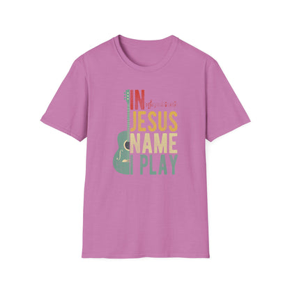 Christian T-Shirt  In Jesus Name I Play | Guitar Worship Tee