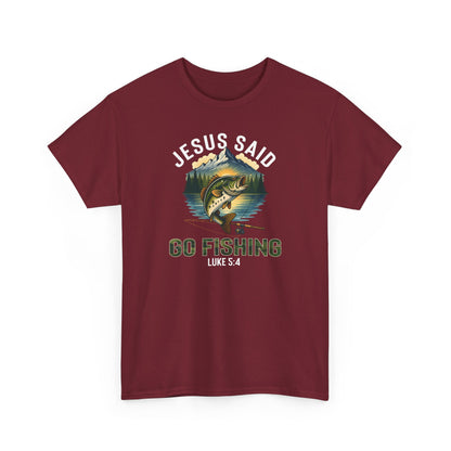 Jesus Said Go Fishing Christian T-Shirt, Matthew 4:19 Tee