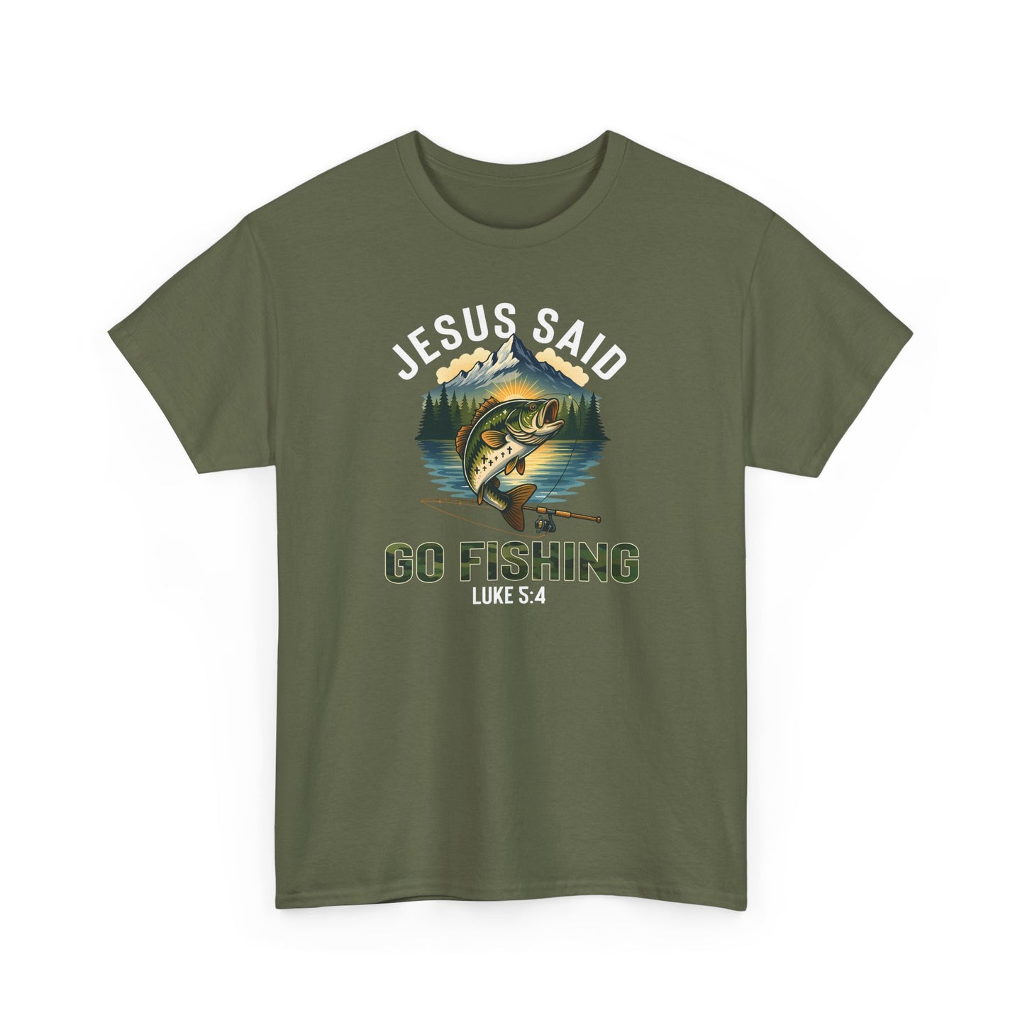 Jesus Said Go Fishing Christian T-Shirt, Matthew 4:19 Tee