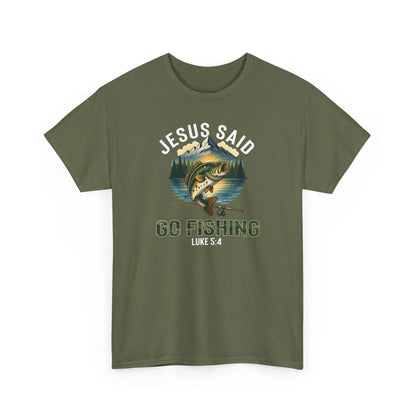 Jesus Said Go Fishing Christian T-Shirt, Matthew 4:19 Tee
