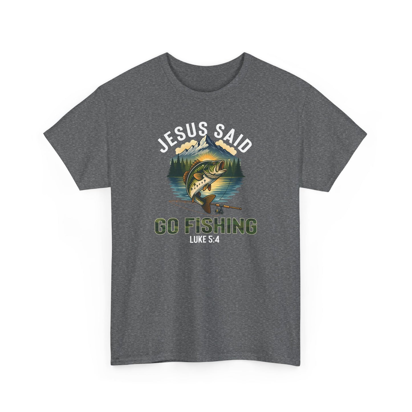 Jesus Said Go Fishing Christian T-Shirt, Matthew 4:19 Tee