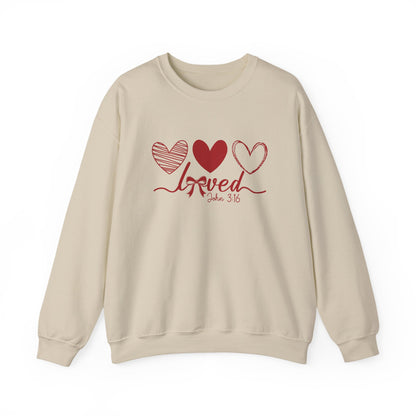 Loved Christian Sweatshirt, John 3:16 Valentine's Day Sweatshirt