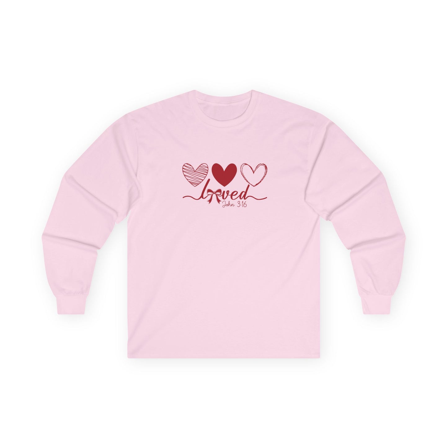 Christian Long Sleeve Shirt – Loved John 3:16 Valentine’s Faith Apparel
