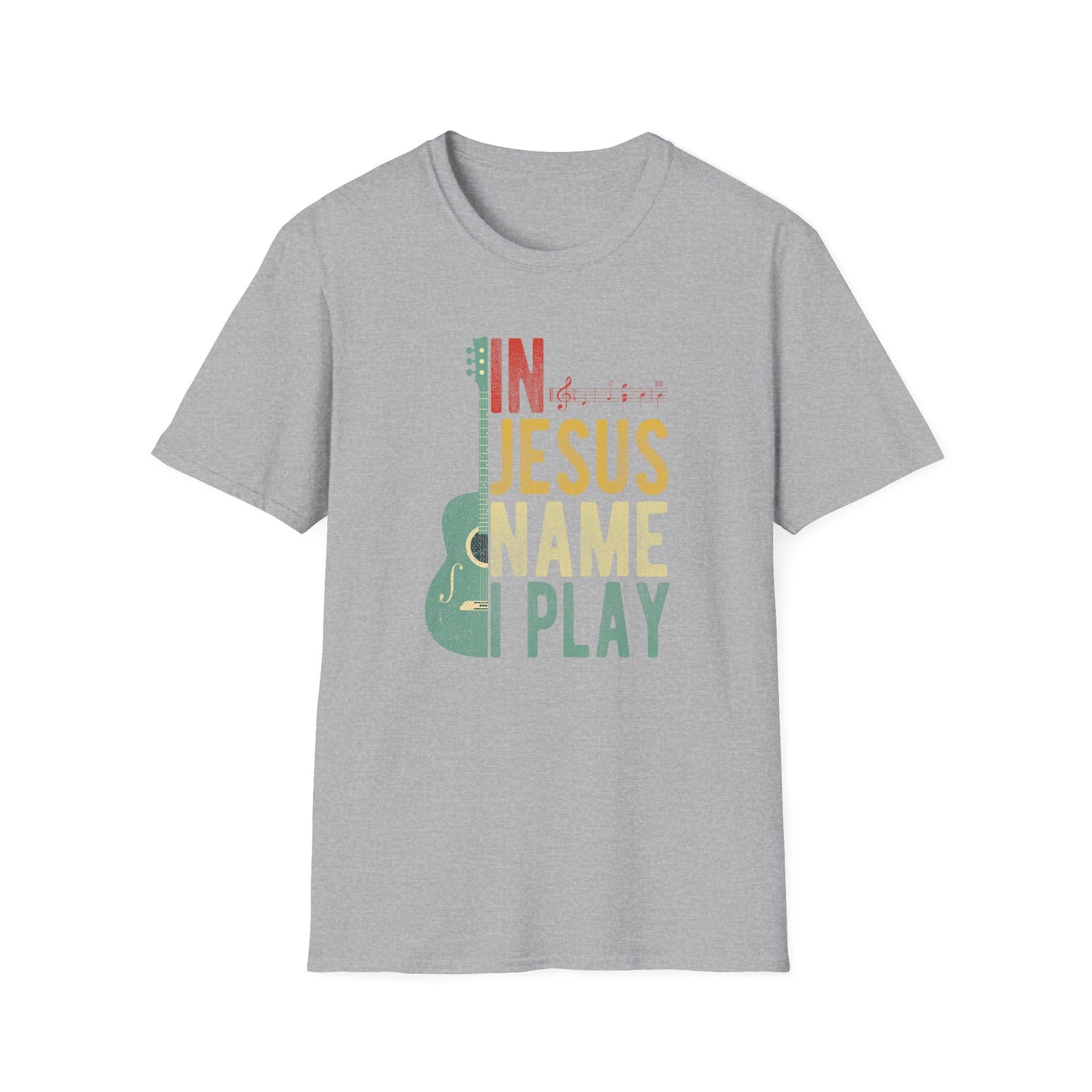 Christian T-Shirt  In Jesus Name I Play | Guitar Worship Tee