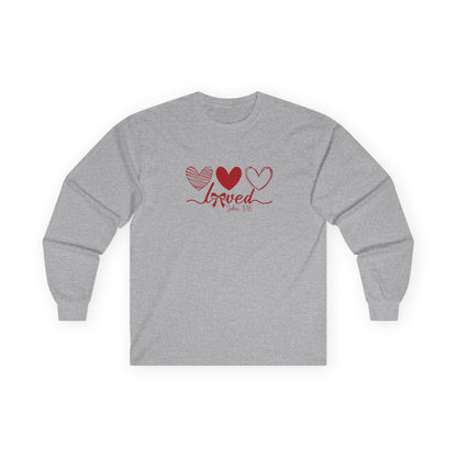 Christian Long Sleeve Shirt – Loved John 3:16 Valentine’s Faith Apparel