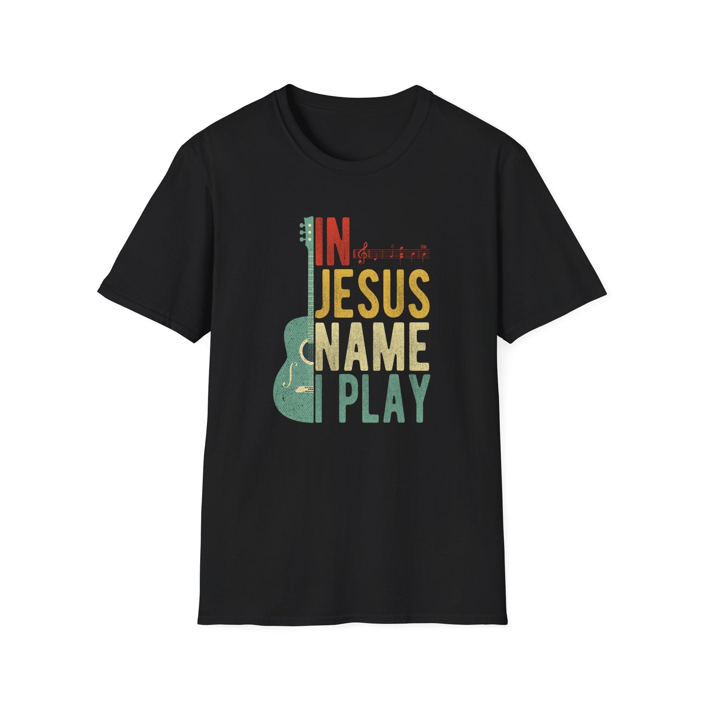 Christian T-Shirt  In Jesus Name I Play | Guitar Worship Tee