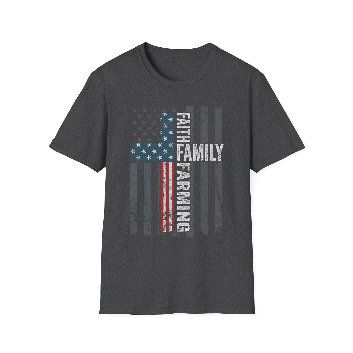 Christian Farming T-Shirt | Faith Family Farming Patriotic Farm Life Tee