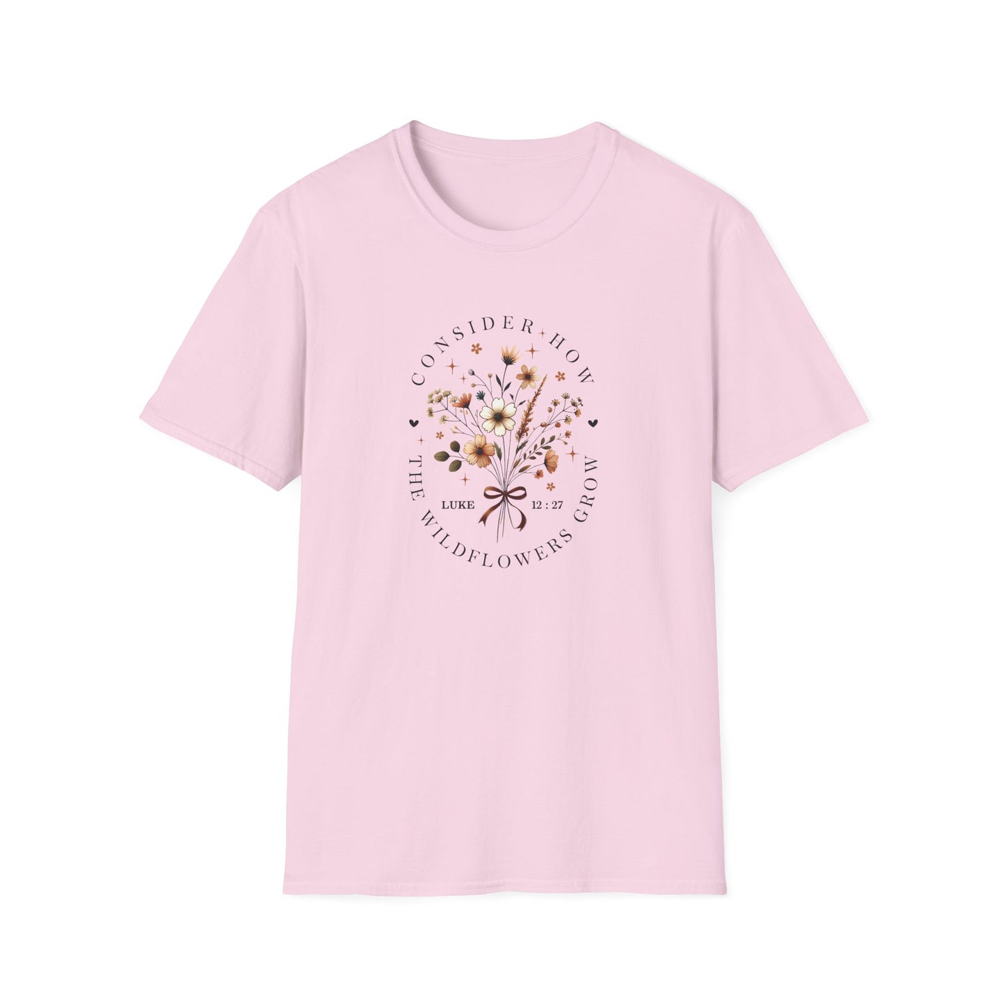 Consider the Wildflowers Christian T-Shirt, Matthew 6:28 Tee