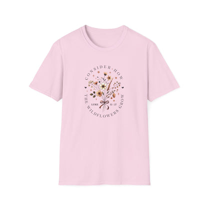 Consider the Wildflowers Christian T-Shirt, Matthew 6:28 Tee