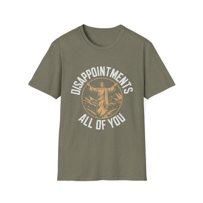 Jesus graphic green t-shirt with Disappointments All of You text