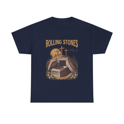 Rolling Stones Christian navy blue t-shirt with empty tomb rock