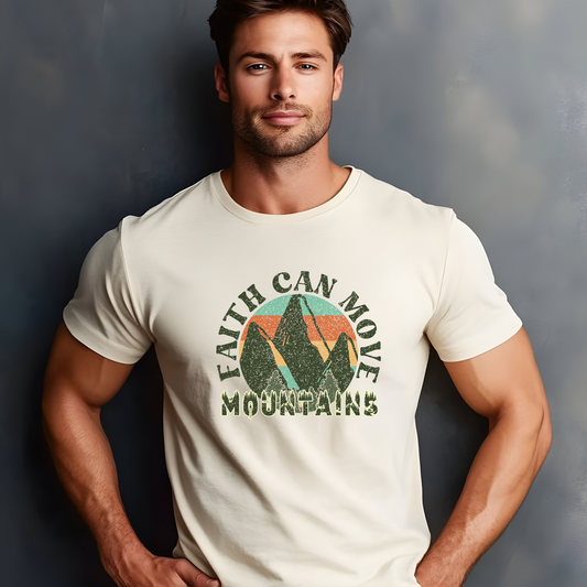 Faith Can Move Mountains Christian t-shirt Matthew 17:20 inspirational design
