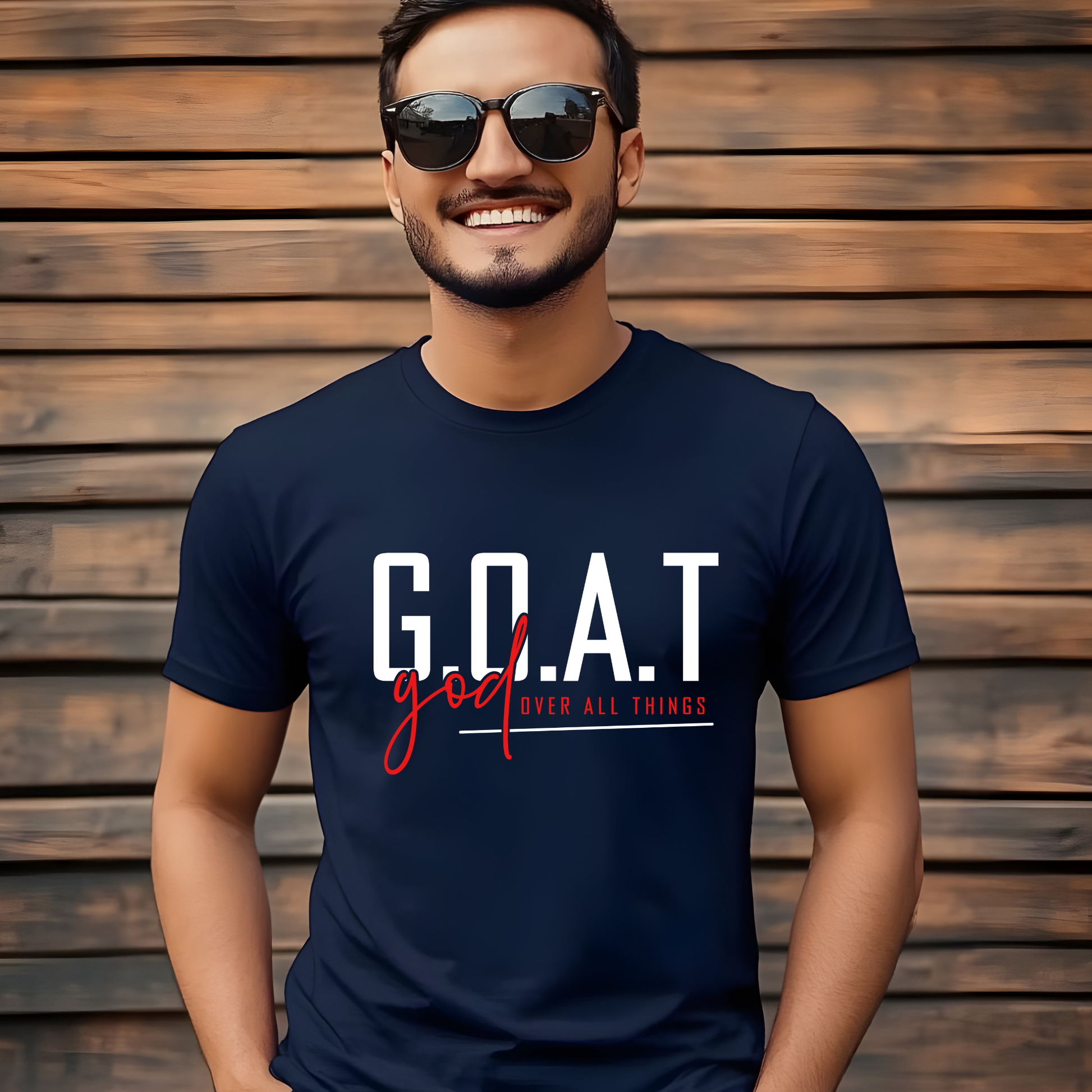G.O.A.T. God over All Things Christian t-shirt design with greatest message
