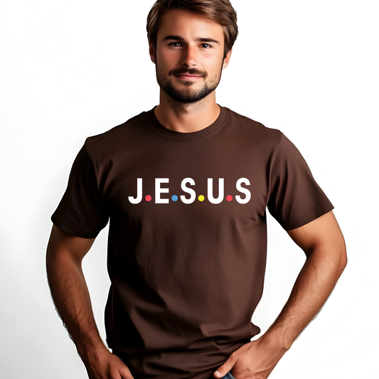 J.E.S.U.S. Christian t-shirt with retro-inspired typography design
